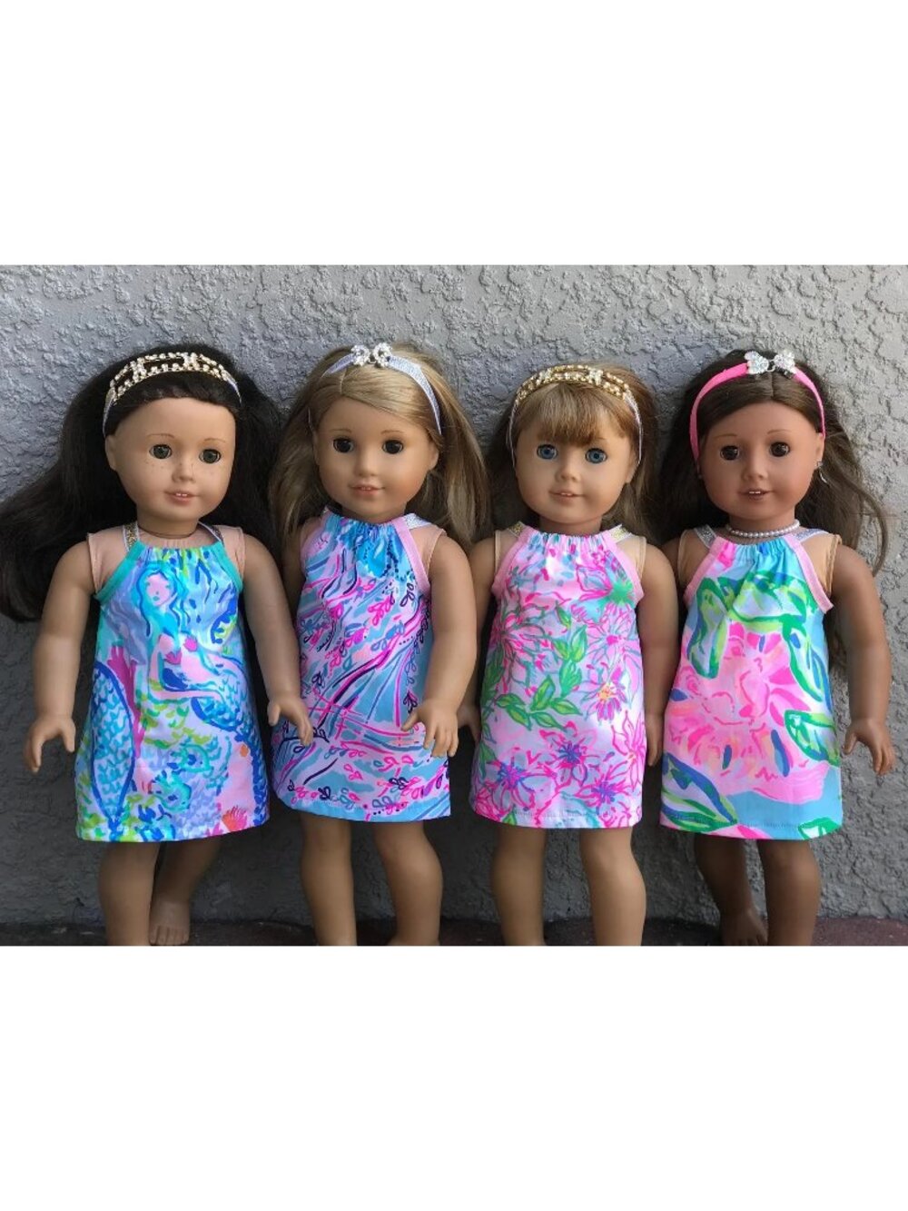 Lilly Pulitzer american girl doll size Mermaid cove Print Sundress Gold Straps